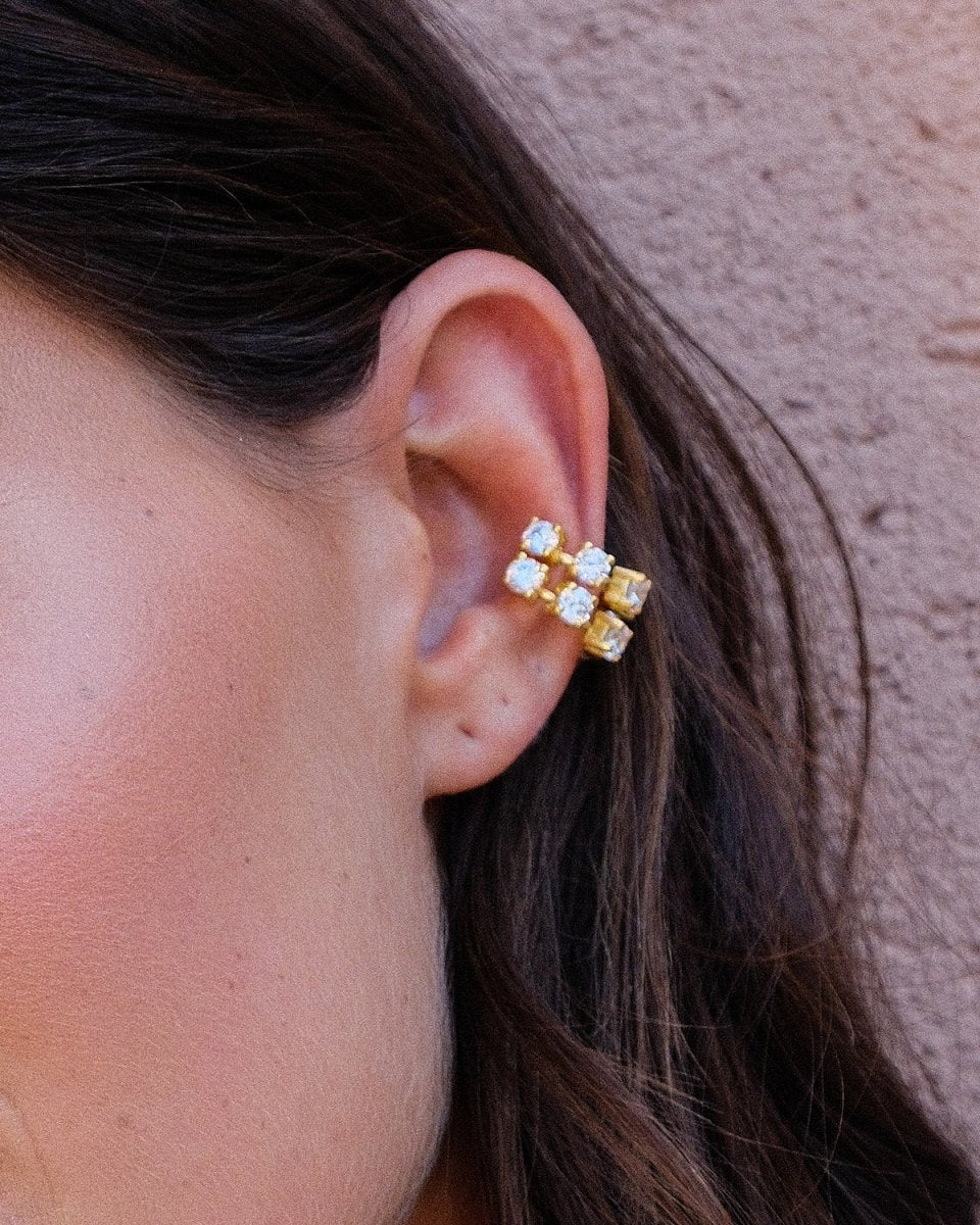 Ear Cuff Dupla com Zirconias - Earcuff Our Sins
