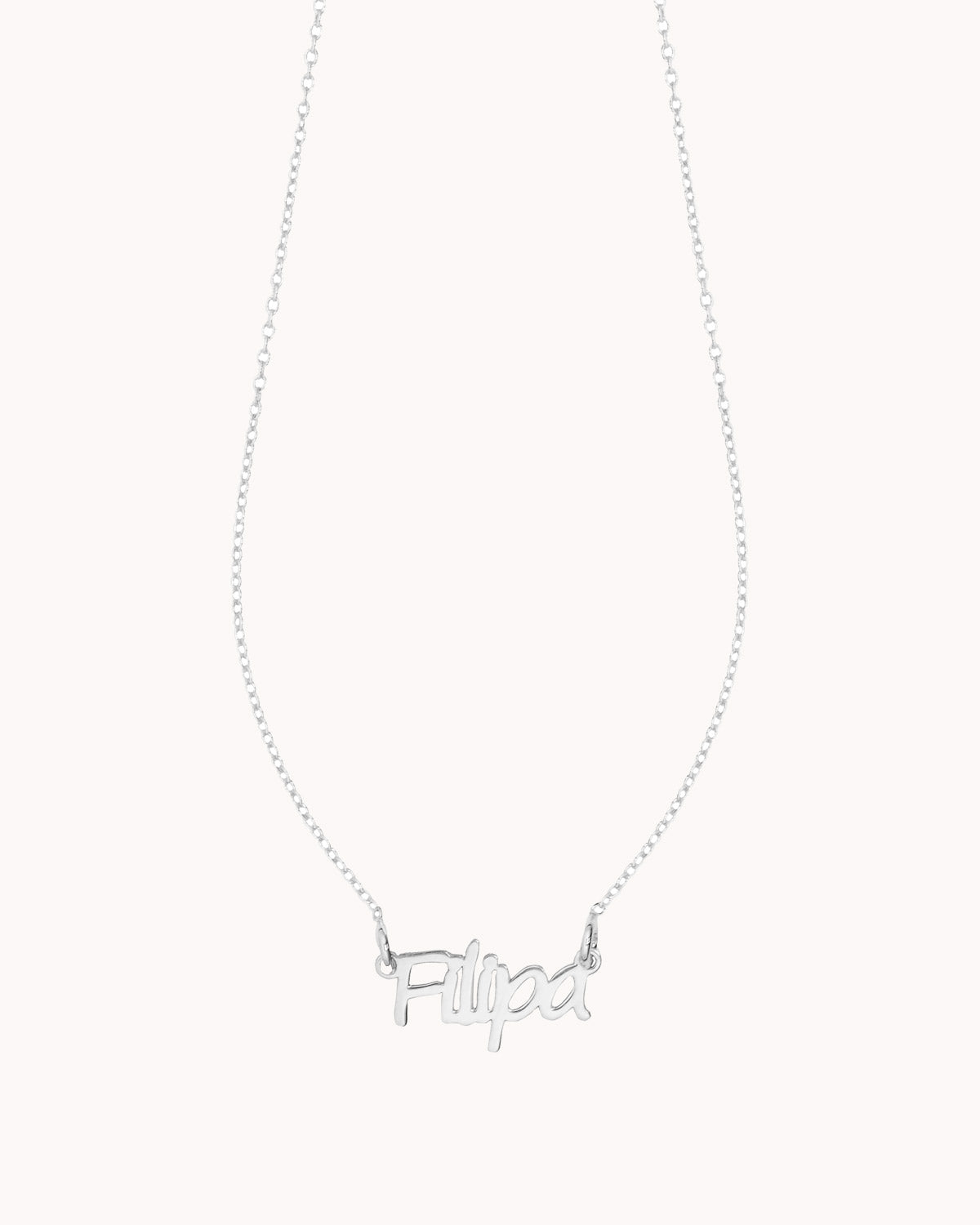 Colar com nome preso por duas argolas prateado filipa - Colares - OUR SINS
