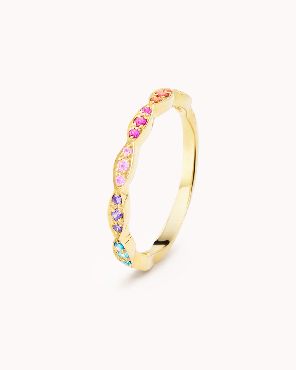 Anel meia memória ondulada multicolor - Anéis Our Sins