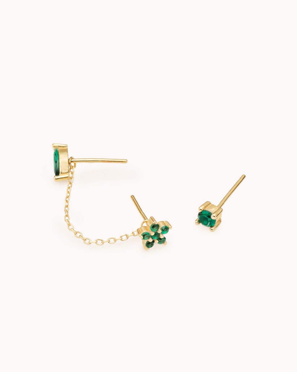 Brincos com zircónias e corrente - Brincos Our Sins