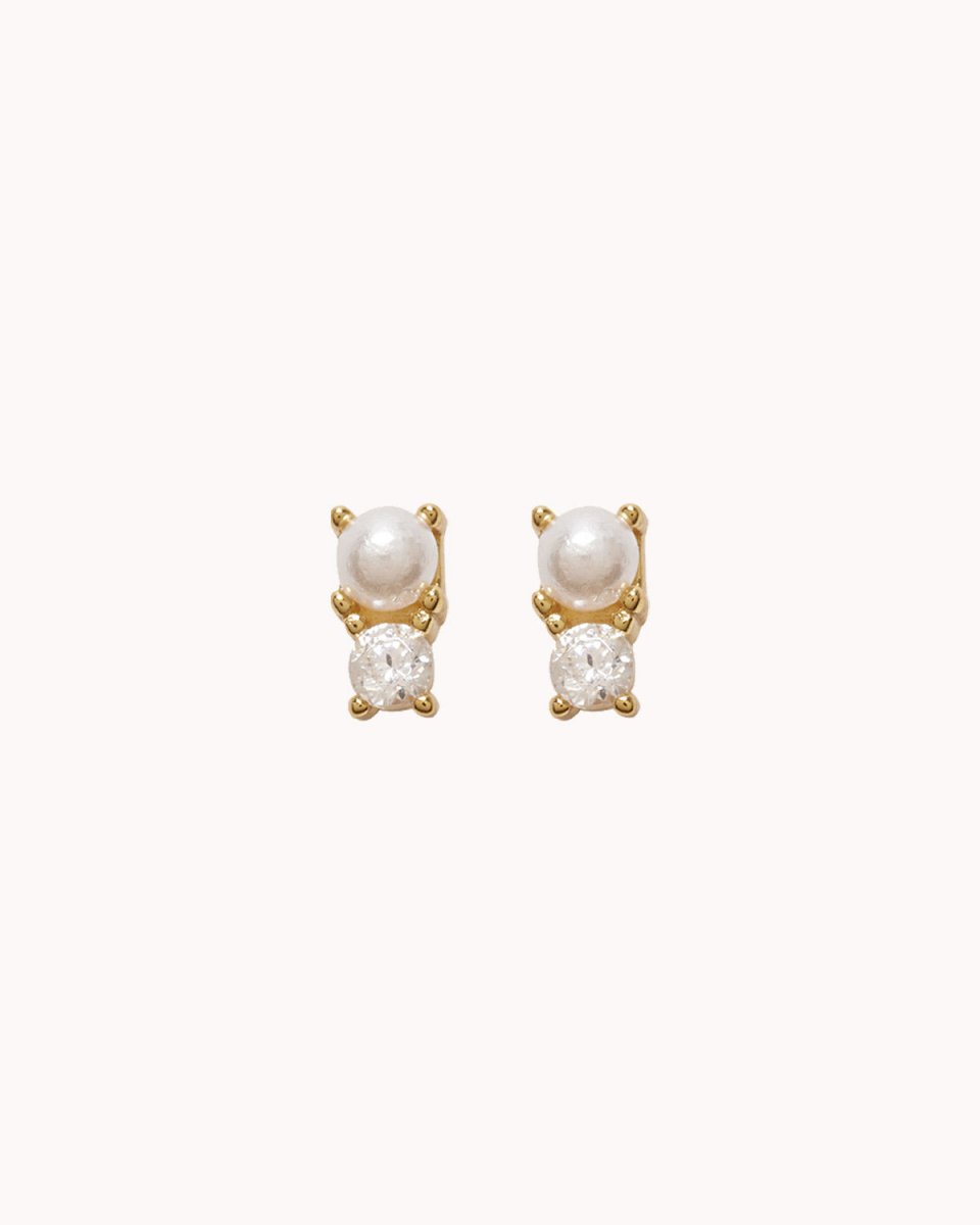 Brincos solitários com zircónia e pérola - Brincos Our Sins