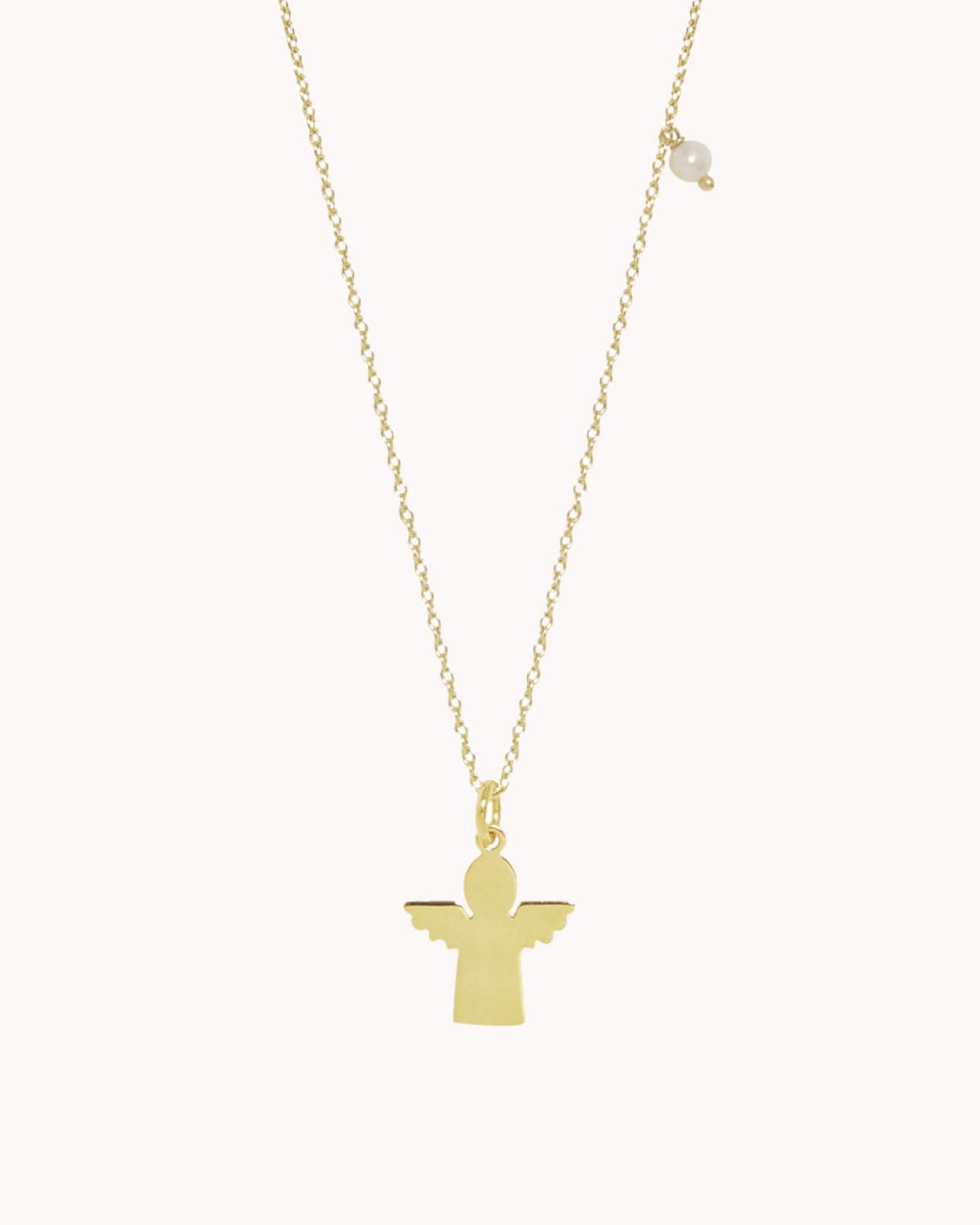 Colar com Anjo mais uma pérola ou um olho da sorte - Colares Our Sins