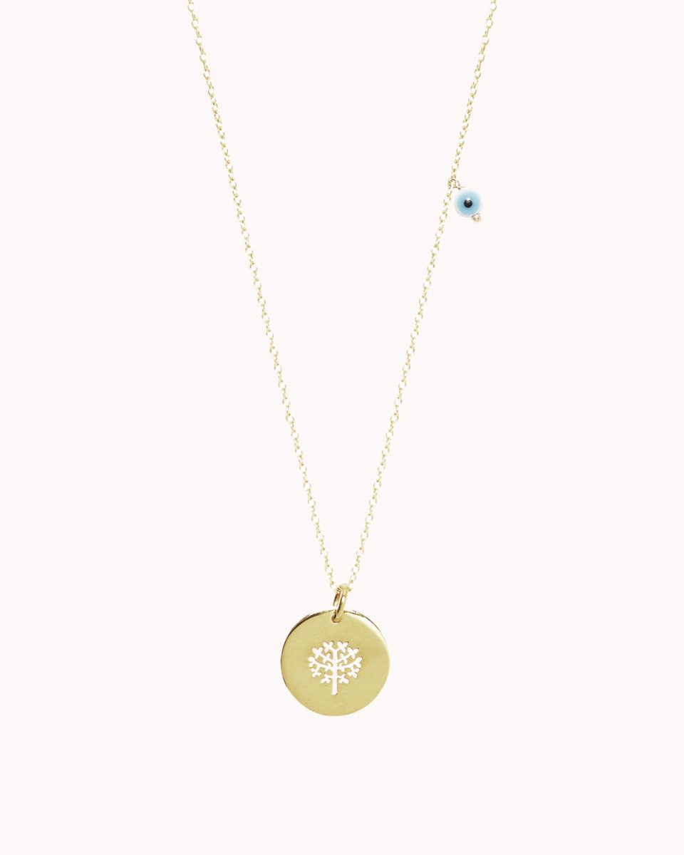 Colar com árvore da vida mais uma pérola ou um olho da sorte - Colares Our Sins
