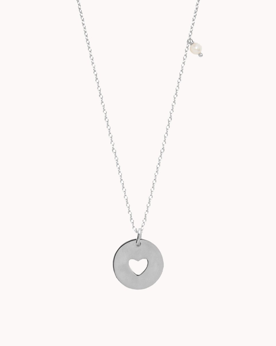 Colar com coração perfurado mais uma pérola ou um olho da sorte - Colares Our Sins