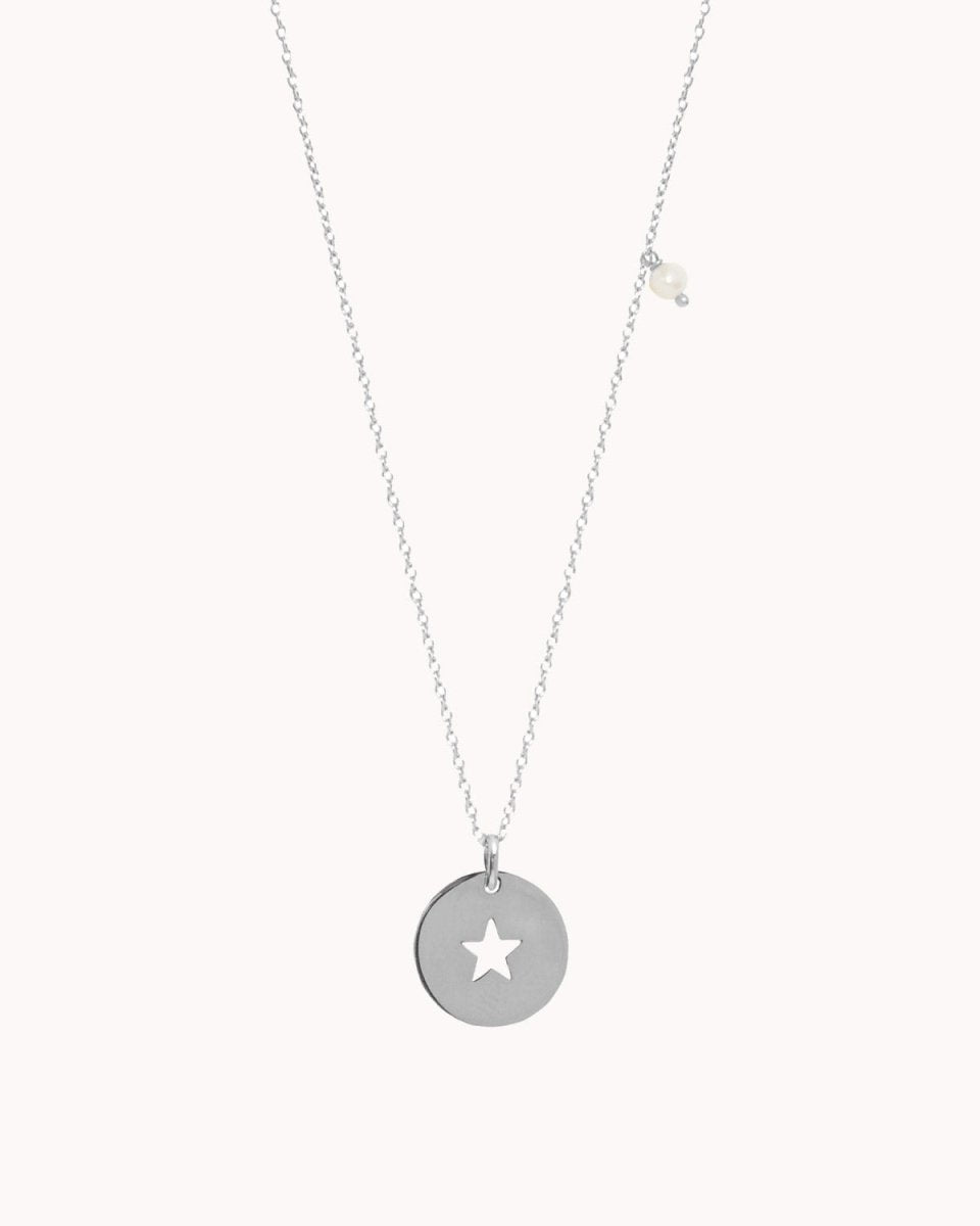 Colar com estrela perfurada mais uma pérola ou um olho da sorte - Colares Our Sins