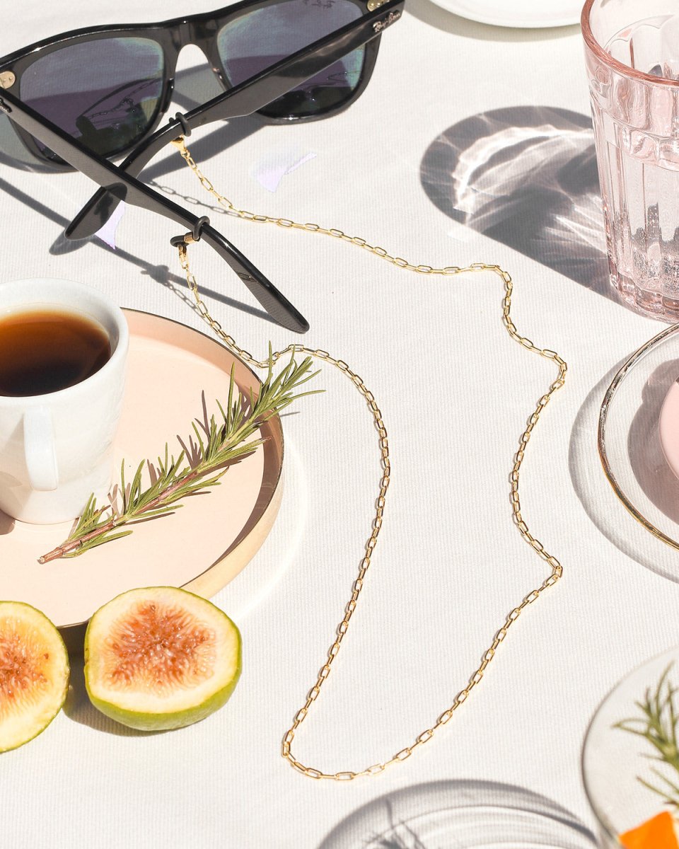 Corrente para óculos malha cadeado lapidado - Corrente para óculos Our Sins