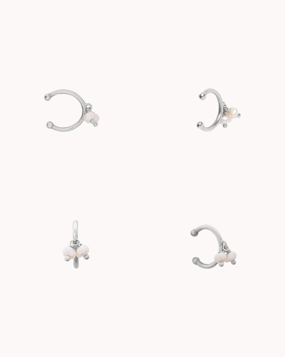 Ear Cuff simples com duas pérolas caídas - Earcuff Our Sins