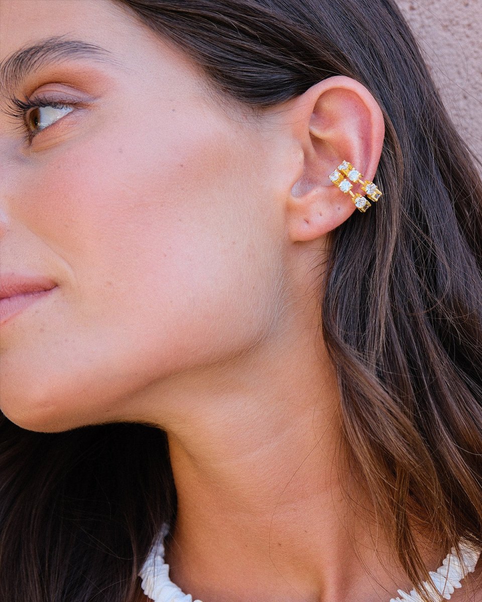 Ear Cuff Dupla com Zirconias - Earcuff Our Sins